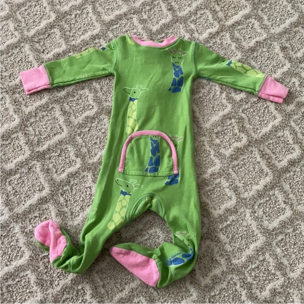 Beaufort Bonnet Company Giraffe Pink Green Sleeper Footsie Girl 6-12 Months